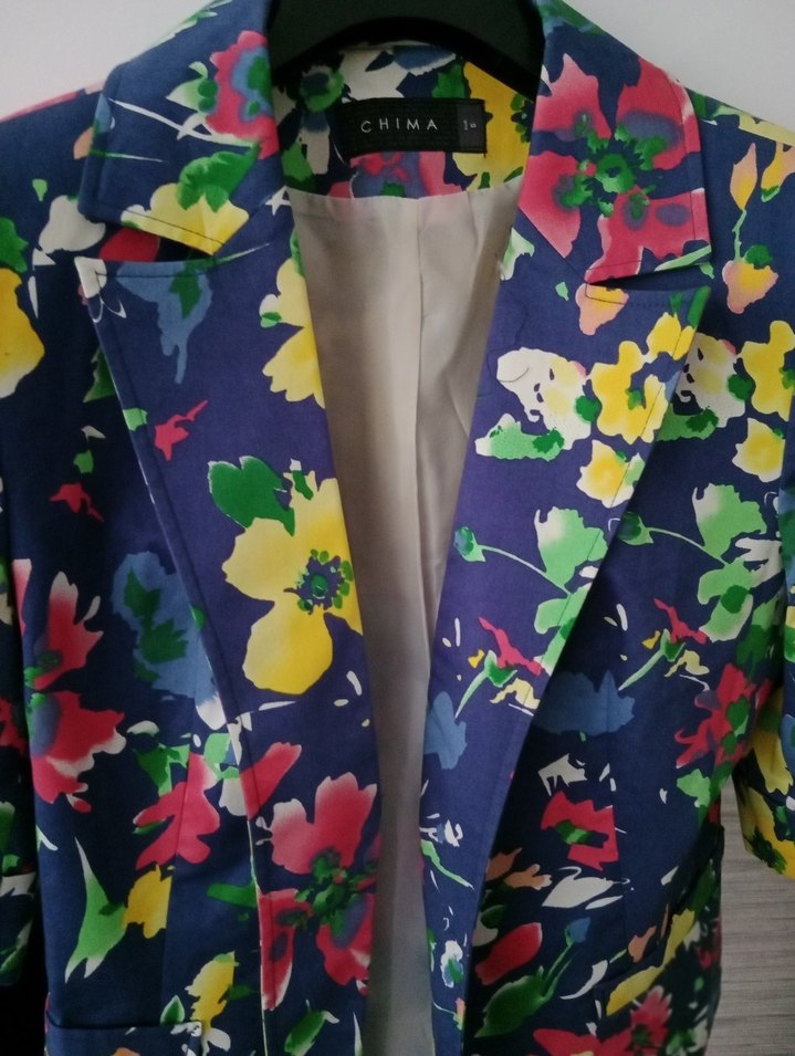 Çiçek Desenli ceyrek Kol Mini Blazer - Görsel 3