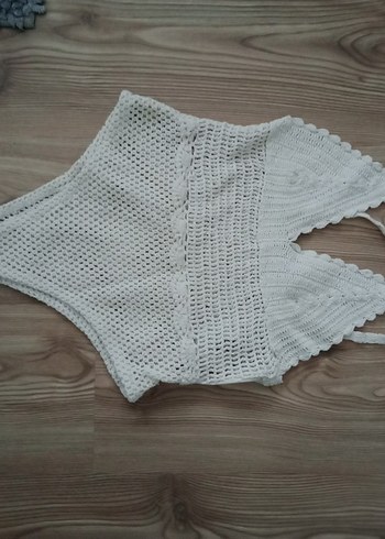 Örgü Beyaz Bohem bady - Görsel 3