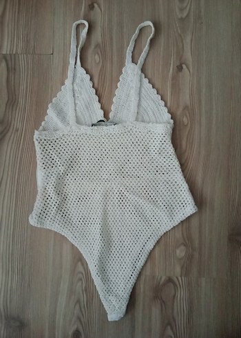 Örgü Beyaz Bohem bady - Görsel 2