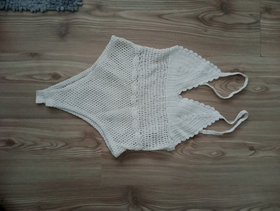 Örgü Beyaz Bohem bady - Görsel 3