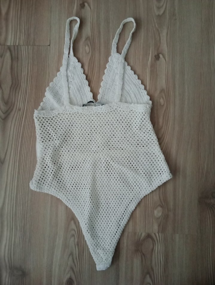 Örgü Beyaz Bohem bady - Görsel 2