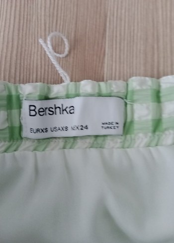 Yeşil Kareli Fırfırlı Midi Keten Etek - Görsel 3