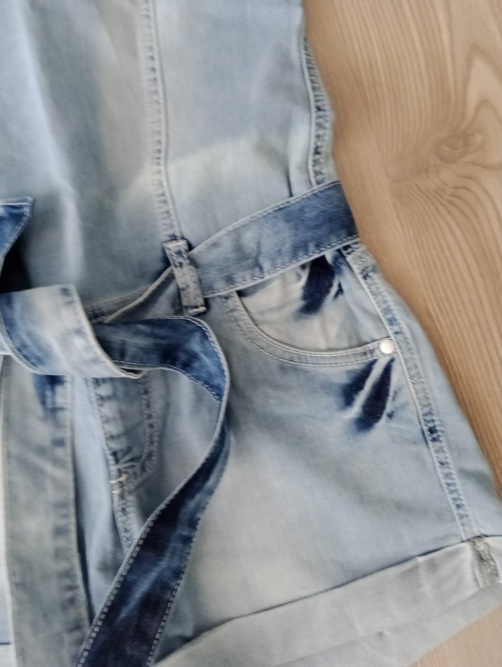 Kadın Mavi Kot Mini Tulum - Görsel 2