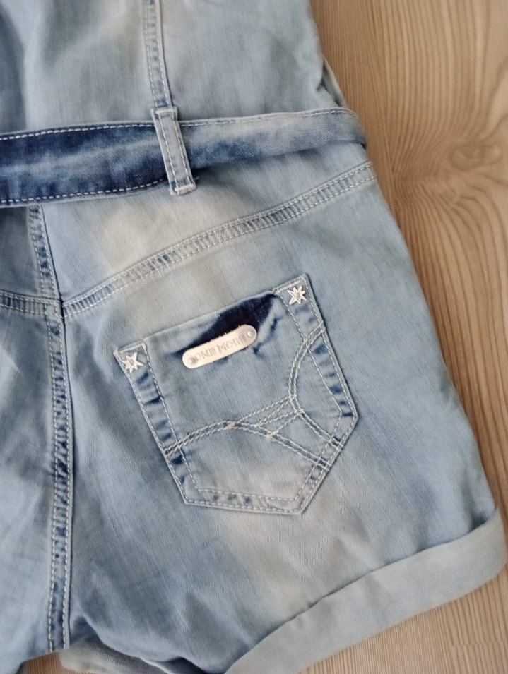 Kadın Mavi Kot Mini Tulum - Görsel 5