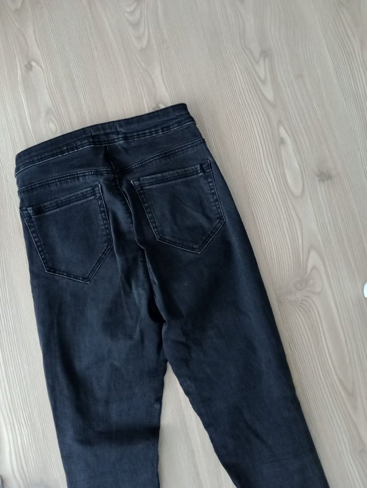 Kadın Siyah Elastik Denim Pantolon - Görsel 2