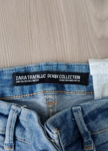 Kadın Mavi Çizgili Elastik Kot Pantolon - Görsel 3