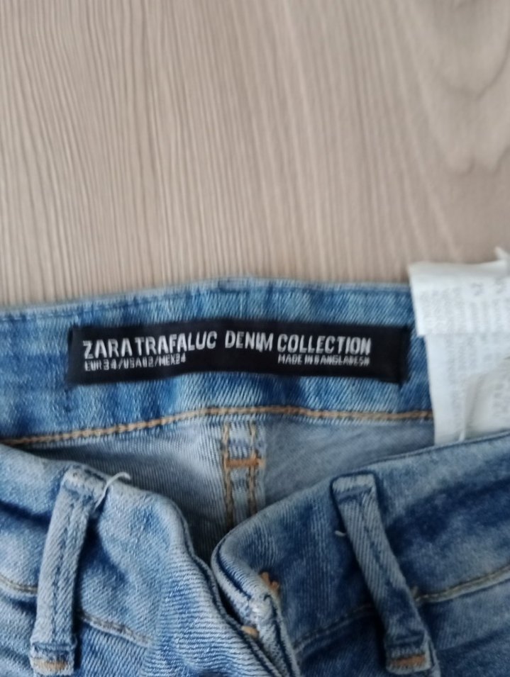 Kadın Mavi Çizgili Elastik Kot Pantolon - Görsel 3