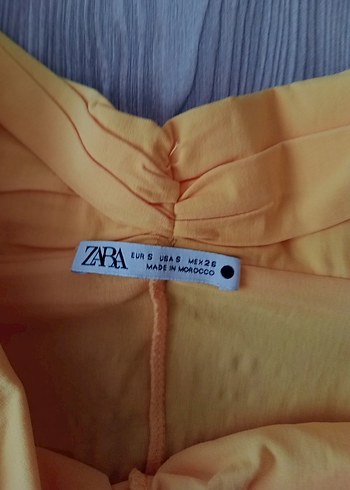 Sarı Keten Pilili Mini Bluz - Görsel 4