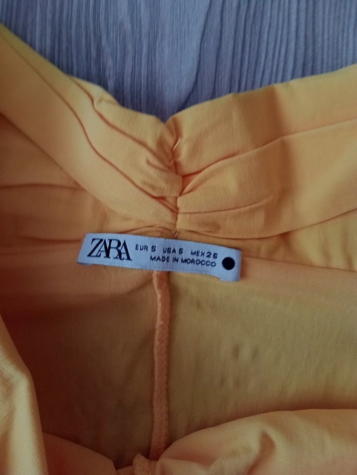 Sarı Keten Pilili Mini Bluz - Görsel 4