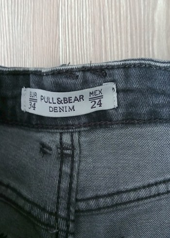 Gri Mini Denim Şort Kadın - Görsel 3