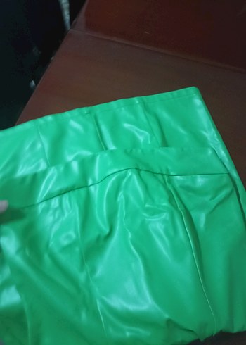 Parlak Yeşil Biker Tarzı Hamile Uzun Etek - Görsel 7