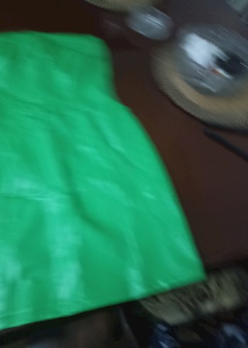 Parlak Yeşil Biker Tarzı Hamile Uzun Etek - Görsel 6