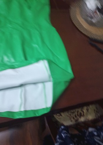 Parlak Yeşil Biker Tarzı Hamile Uzun Etek - Görsel 9