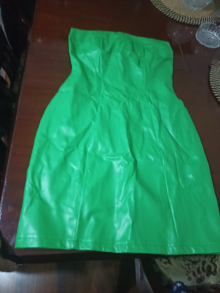 Parlak Yeşil Biker Tarzı Hamile Uzun Etek - Görsel 5