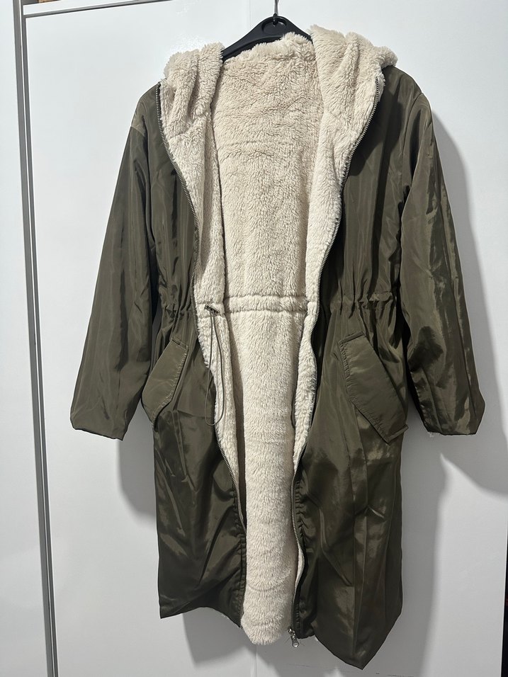 Kadın Uzun Peluş çift taraflı mont - Görsel 2