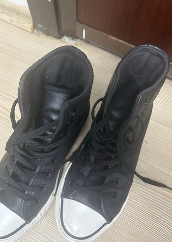 Siyah Platform Topuklu Bağcıklı Kadın Spor Ayakkabı - Görsel 2