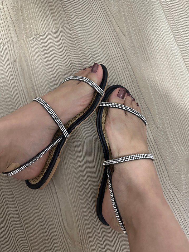 Siyah Parlak Taşlı Stiletto Topuklu Kadın Terlik - Görsel 2