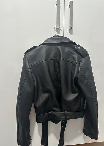 Diğer Kadın Siyah Deri Biker Ceket