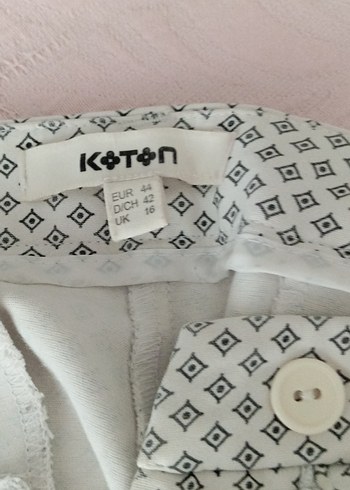 42 Beden Düğmeli Gri beyaz Kadın Kumaş Pantolon