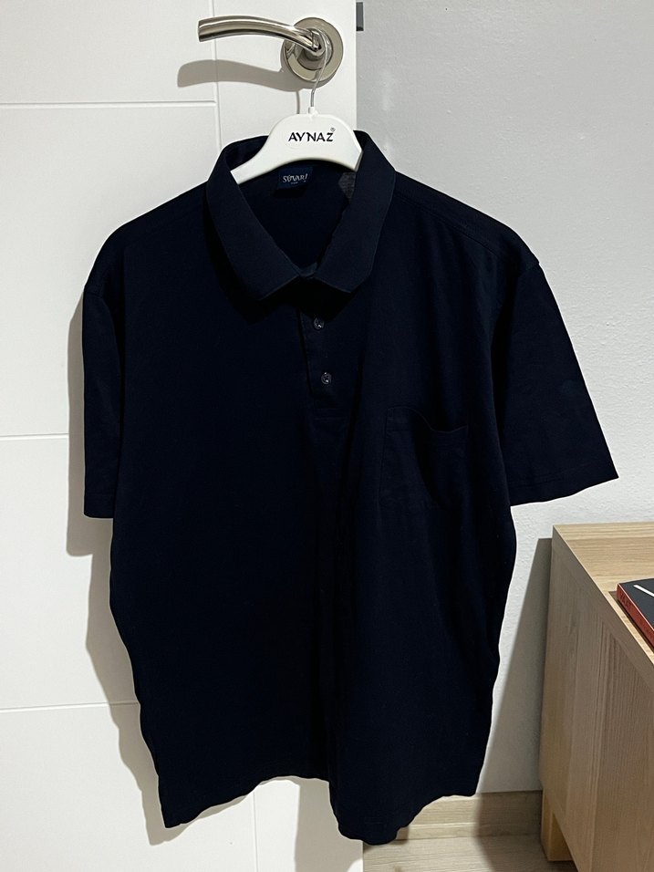 Süvari Erkek Lacivert Denim Polo Yaka Tişört - Görsel 2