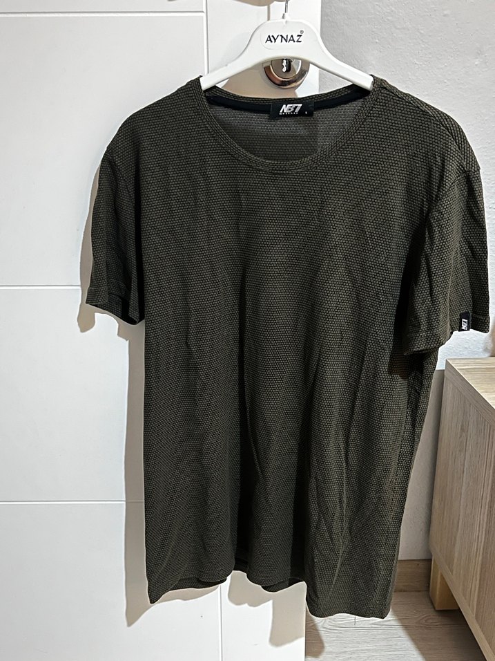 New Brand Erkek Haki Süet Kısa Kollu Tişört - Görsel 2