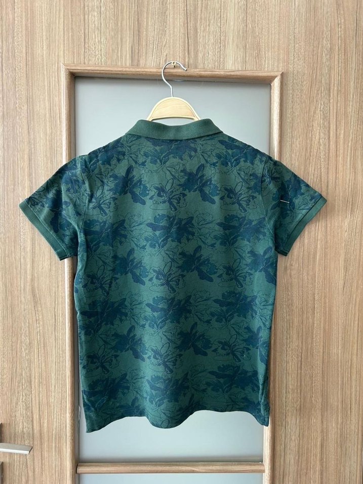 Yeşil Desenli Kısa Kollu Polo Yaka Tişört - Görsel 3