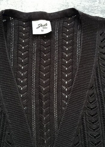 Siyah Örgü Kadın Yelek V Yakalı - Görsel 3