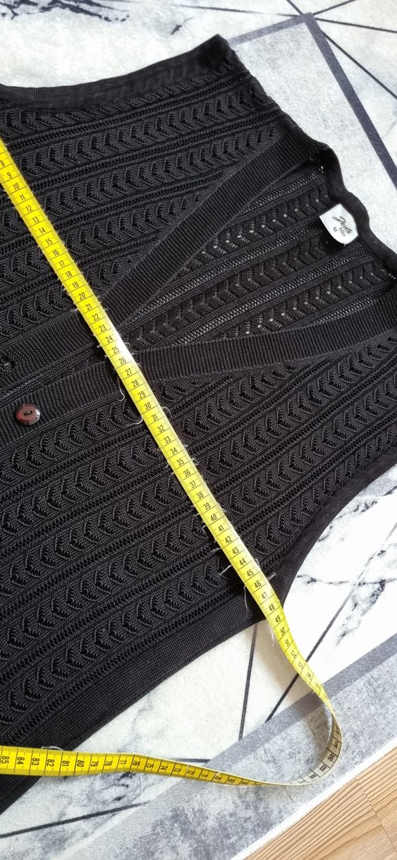 Siyah Örgü Kadın Yelek V Yakalı - Görsel 5