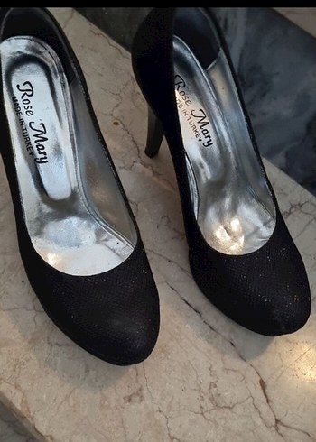 Siyah Simli Topuklu Ayakkabı - Görsel 2