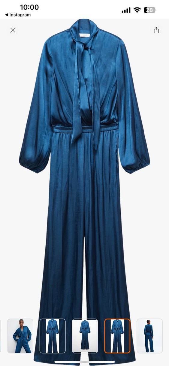 Mango saten petrol Uzun Tulum - Görsel 3