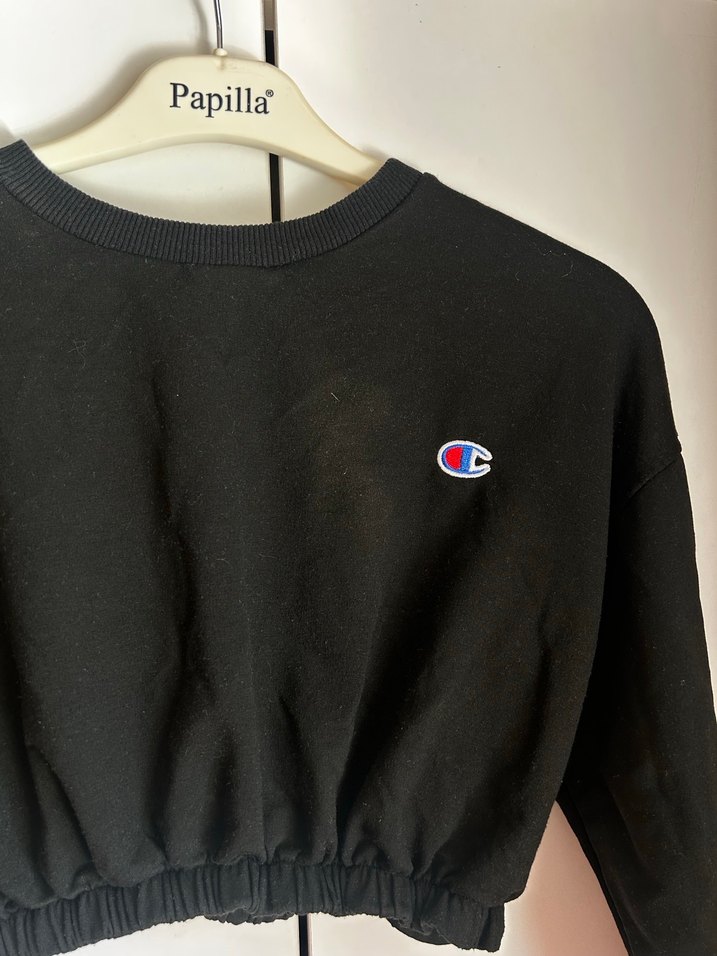 Siyah Mini Kadın Sweatshirt - Görsel 2