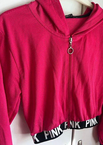 Fermuarlı Pembe Kadın Sweatshirt - Görsel 2