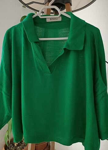 Zara Yeşil Crop Kazak