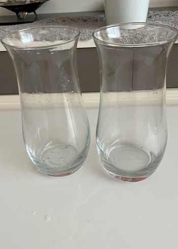 Şeffaf Cam Vazo Çift Seti