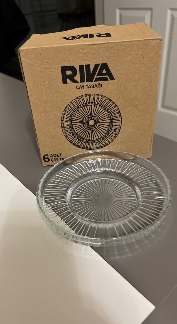 Riva Baskılı Cam Çay Tabağı - 6'lı Set - Görsel 2