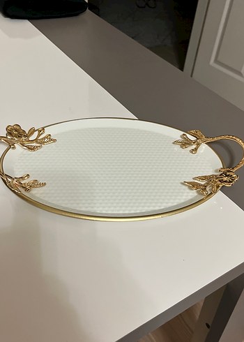 Beyaz Yılan Derisi Desenli Modern Klasik Tepsi - Görsel 2