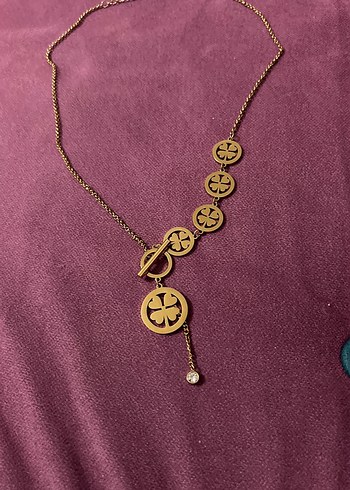 Uzun Zincir Detaylı Altın Kadın Kolye - Görsel 3