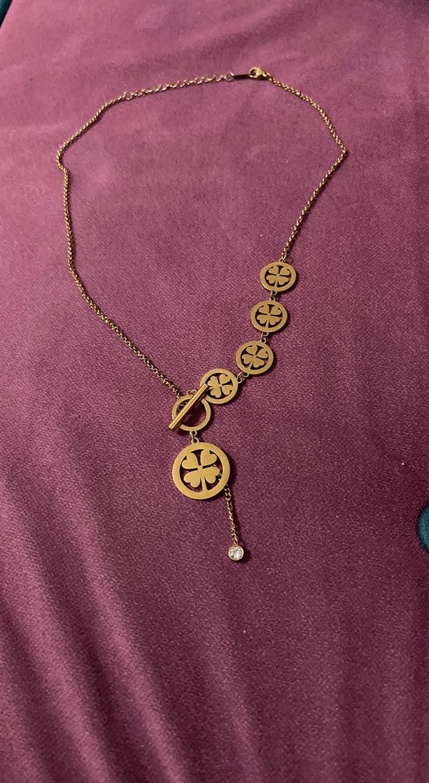 Uzun Zincir Detaylı Altın Kadın Kolye - Görsel 3