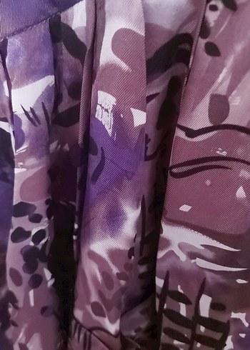 Mor Batik Desenldiz  üzeri saten mor etek - Görsel 3