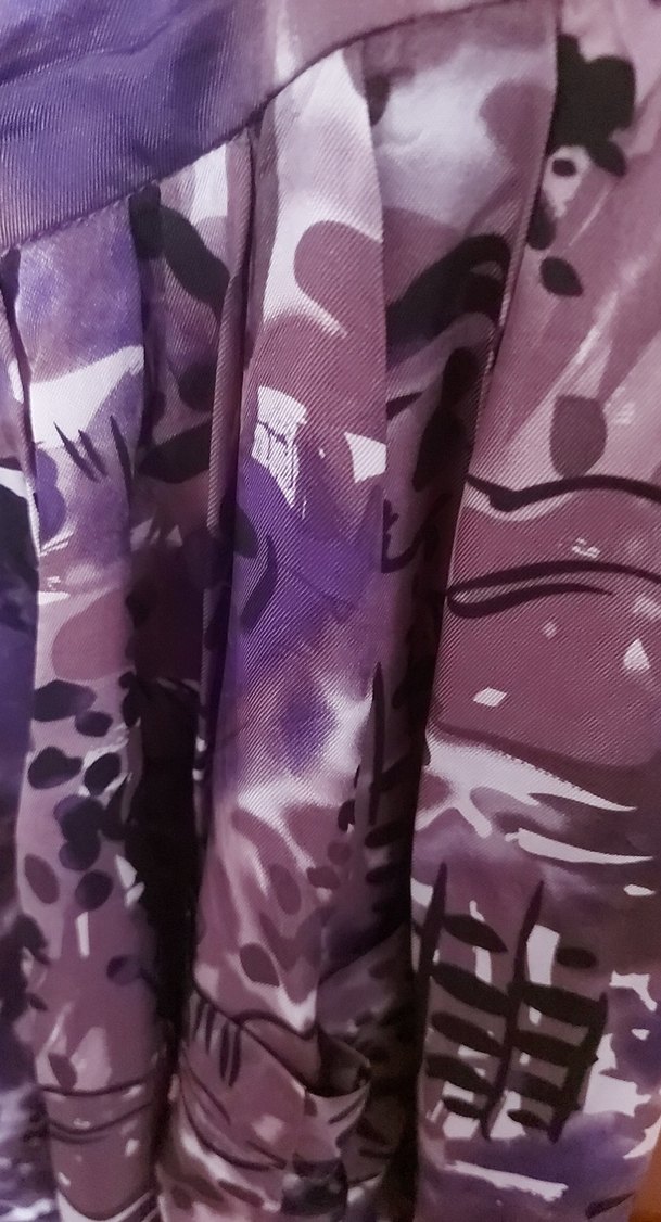 Mor Batik Desenldiz  üzeri saten mor etek - Görsel 3