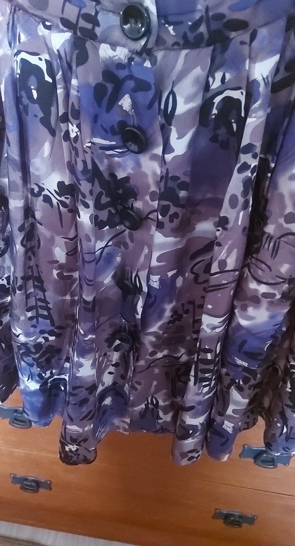 Mor Batik Desenldiz  üzeri saten mor etek - Görsel 4