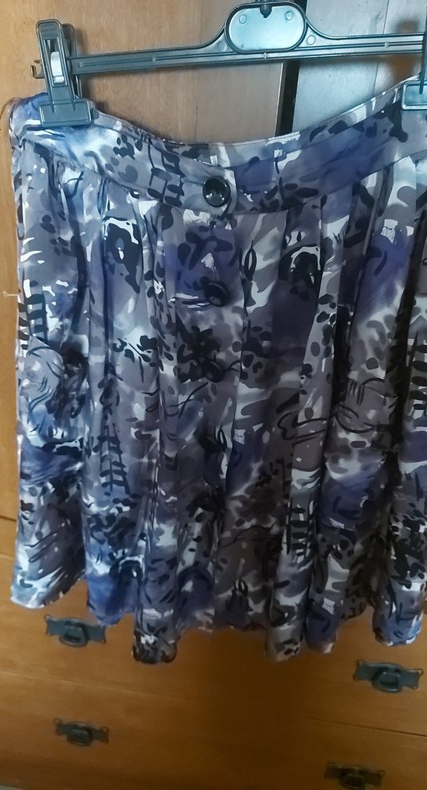 Mor Batik Desenldiz  üzeri saten mor etek - Görsel 2