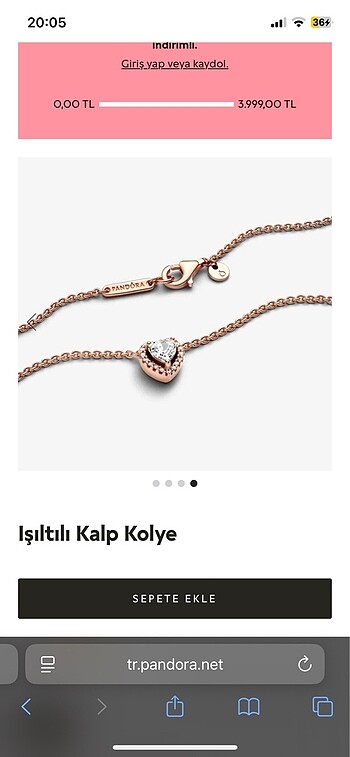  Beden altın Renk PANDORA KOLYE