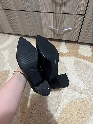 35 Beden siyah Renk Kadın Siyah Kısa Topuklu