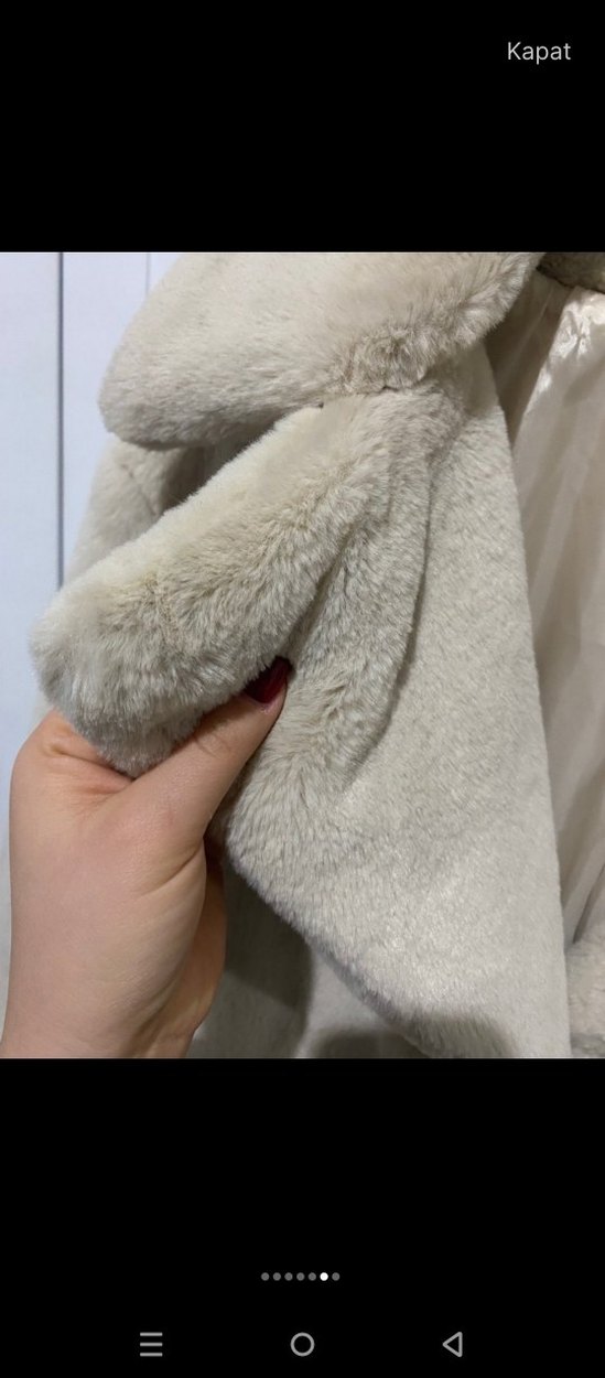 Bej suni Kürk kadın peluş mont - Görsel 2