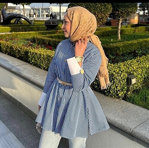 Diğer Hermes kemerli çizgili tunik gömlek