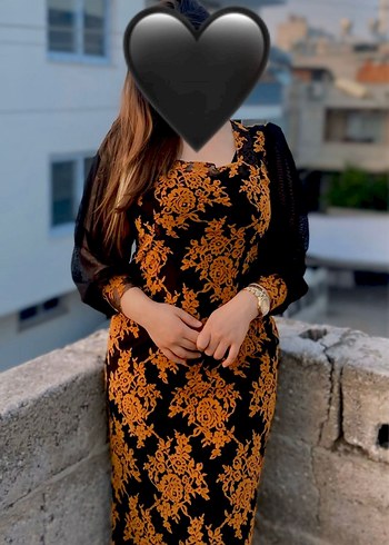 Uzun V Yaka Bohem Desenli Kadın Elbise - Görsel 3