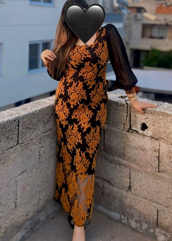 Uzun V Yaka Bohem Desenli Kadın Elbise - Görsel 2