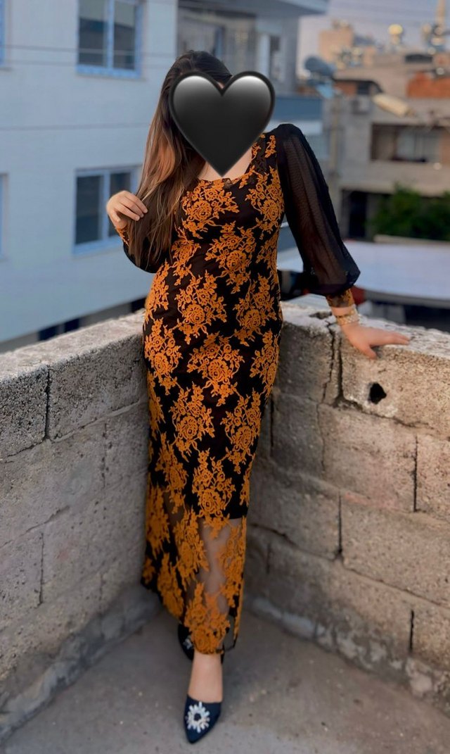 Uzun V Yaka Bohem Desenli Kadın Elbise - Görsel 2