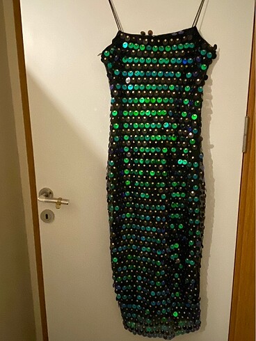 Zara pullu payetli elbise
